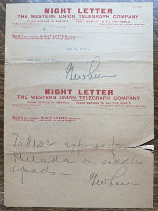 Pawnee Bill Archive of Signed Photos, Telegrams, Autograph Signed Letters and Notes, Check and Envelope 1913-1927