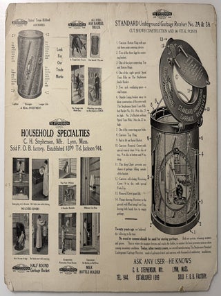 Advertising Archive for the "Stephenson All Steel Ash Barrel Truck" circa 1911, Lynn, Massachusetts