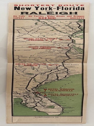 Item #2691 [Strip Map][Advertising] Shortest Route New York--Florida via Raleigh