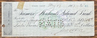 Item #2696 Tonopah and Tidewater Railroad Check, Stagg, California, My 17, 1907. W. W Cahill