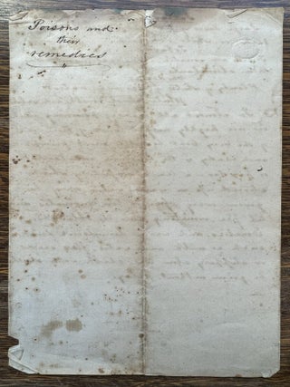 [POISONS][ANTIDOTES] Poisons and their Remedies--19th Century Autograph List of Poisons and Remedies