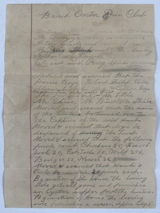 Hunting][South Dakota] Brush Center Gun Club Minutes, Spink County, South Dakota circa 1905-1915