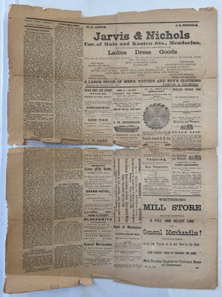 [Kibesillah, Mendocino County, California] North Coast Review, Vol. 1 No. 23, Saturday, October 20, 1883