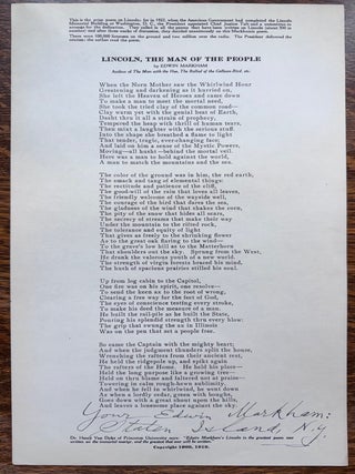 Poetry][Signed] Lincoln the Man of the People