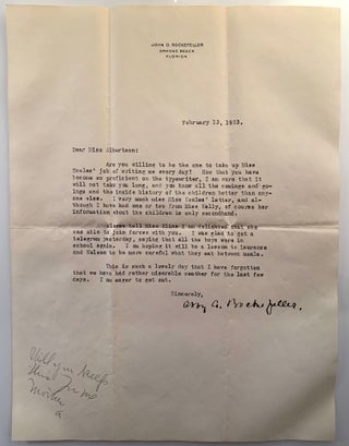 [John D. Rockefeller] Albertson Family Archive of Letters--Rockefeller Family Nurse/Nanny 1920's