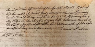[Slavery] Colonial Pennsylvania Legal Document 1796