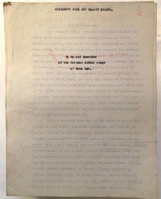 [Earle R. Forrest] Arizona's Dark and Bloody Ground-- Complete Carbon Copy of Original Manuscript with Author's and Publisher's Holographic Corrections.