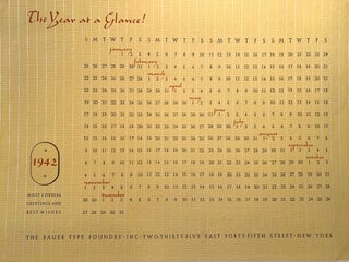 Item #341 Year At A Glance 1942 Letterpress Calendar from the Bauer Type Foundry, Inc