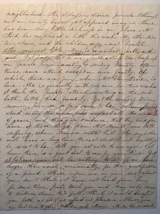 Stampless Autograph Letter Signed, Williamstown, Pennsylvania to Bound Brook, New Jersey--Teaching and Cholera 1849