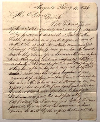 Item #386 Manuscript Stampless Letter From J.C. Fargo. Augusta, Georgia to Chauncey Rowe, Utica,...