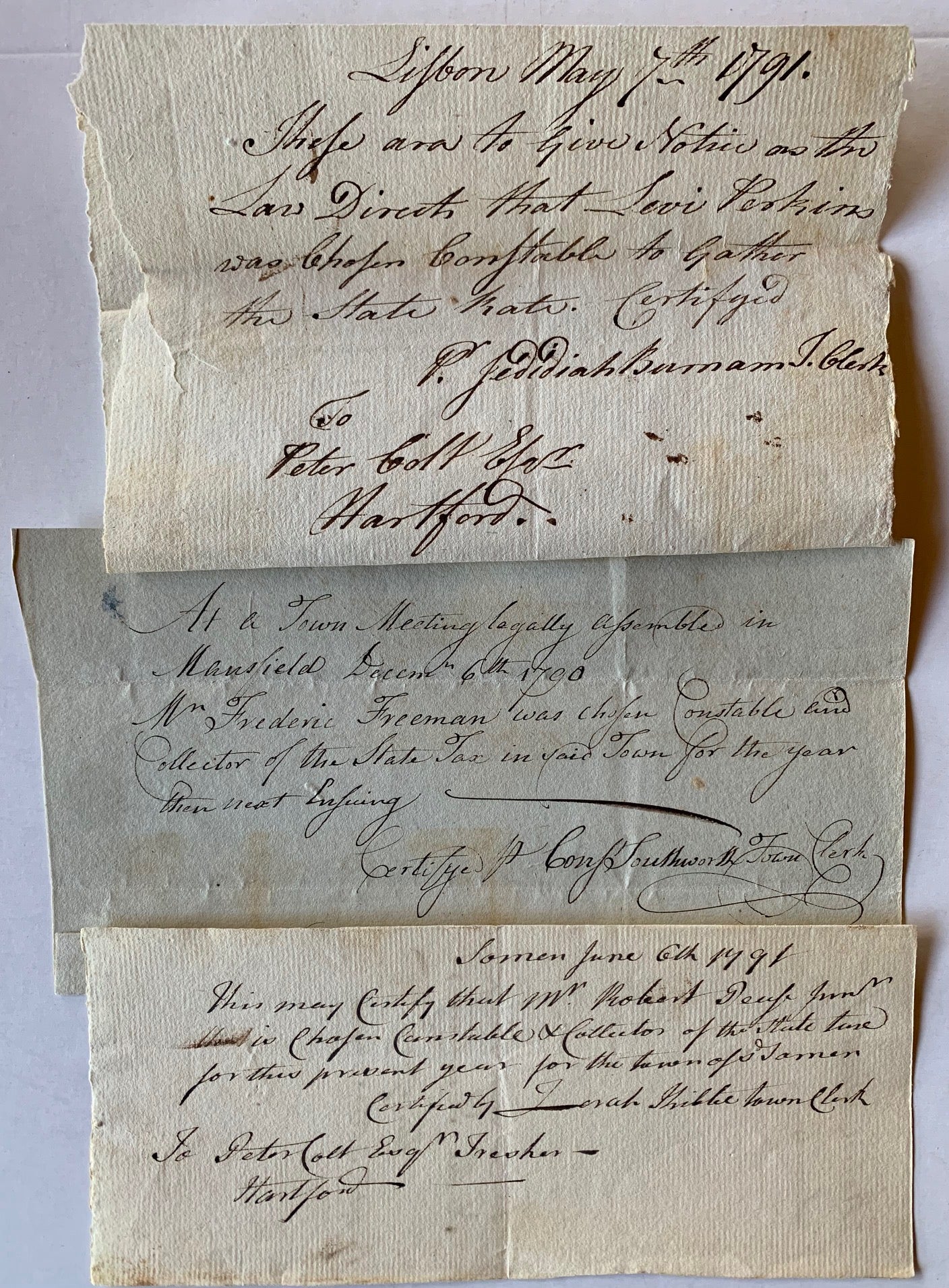 Late 18th Century Connecticut State Tax Collectors Collection of 16