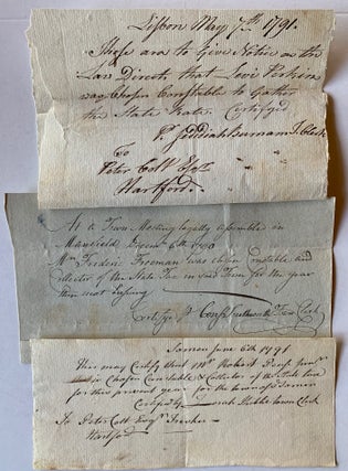 Item #393 [Late 18th Century Connecticut State Tax Collectors] Collection of 16 Manuscript...