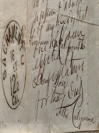 Item #405 Rare California Territorial Circular Date Stamp And Manuscript Note to Territorial...