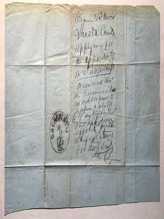 Rare California Territorial Circular Date Stamp And Manuscript Note to Territorial Governor Peter Burnett, July 16, 1850.