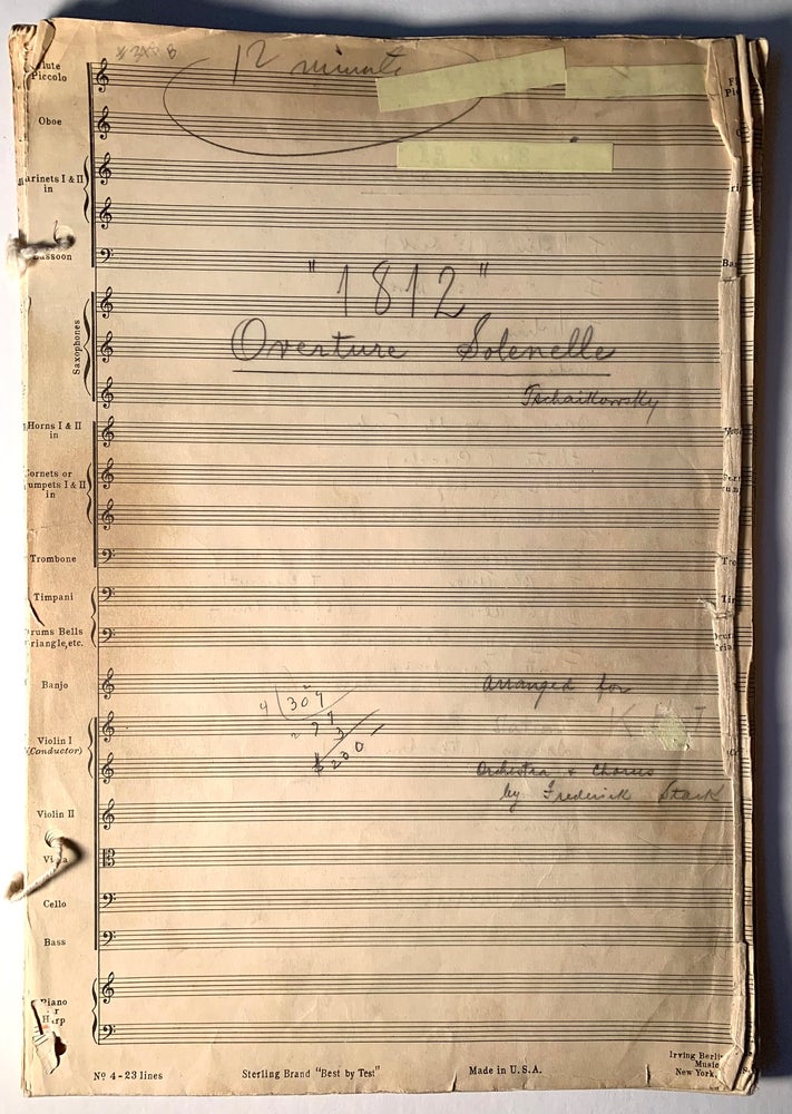 Item #408 [Frederick Stark] [Disney] Autograph Manuscript Arrangement for "Tchaikovsky's Overture Solenelle from the 1812 Overture" Frederick Stark.