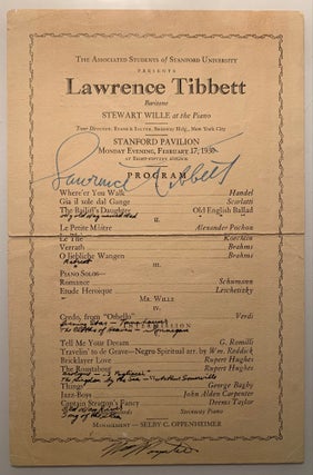 Item #463 Program for Performance at Stanford Pavilion February 17, 1930, Signed by Lawrence...