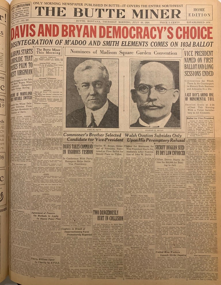 Item #530 [Montana] Butte Miner Newspaper July 1, 1924-September 30th, 1924