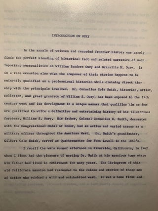 William Sanders Oury--History-Maker of the Southwest (Carbon Copy of Early Manuscript plus Holograph and Typed Notes) with 1st Edition of Same