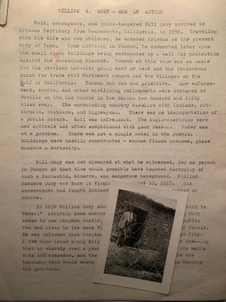 William Sanders Oury--History-Maker of the Southwest (Carbon Copy of Early Manuscript plus Holograph and Typed Notes) with 1st Edition of Same