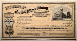 Item #605 [California Gold Mining] Small Archive Related to the Sale of the Dunderberg Gold Mine...