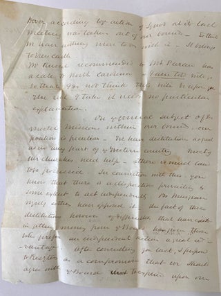 Stampless Autograph Letter Signed from Presbyterian Minister of Baltimore John C. Backus to Reverand William McDowell, Secretary Presbyterian Board of Missions, Philadelphia November 1842