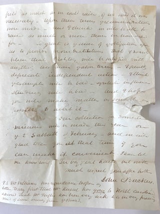 Stampless Autograph Letter Signed from Presbyterian Minister of Baltimore John C. Backus to Reverand William McDowell, Secretary Presbyterian Board of Missions, Philadelphia November 1842
