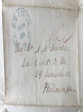 Stampless Autograph Letter Signed from Presbyterian Minister of Baltimore John C. Backus to Reverand William McDowell, Secretary Presbyterian Board of Missions, Philadelphia November 1842