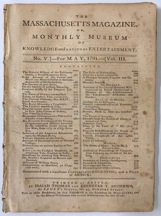 Item #671 Massachusetts Magazine. Or, Monthly Museum of Knowledge and Rational Entertainment No....
