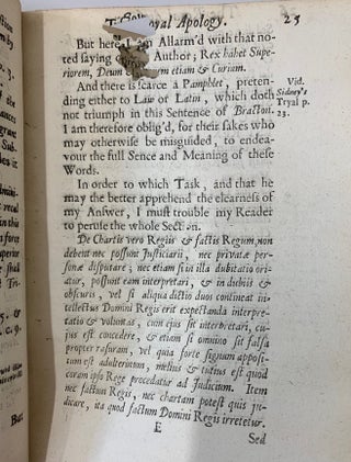 Royal Apology: or, An Answer to the Rebels Plea: Wherein, the most Noted Anti-Monarchical Tenents, First, Published by Doleman the Jesuite, to promote a Bill of Exclusion against King James.