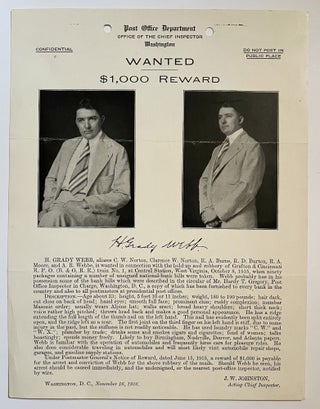 Item #935 [Train Robbery] Two Wanted Posters Advertising $1,000 Reward for Arrest of H. Grady...